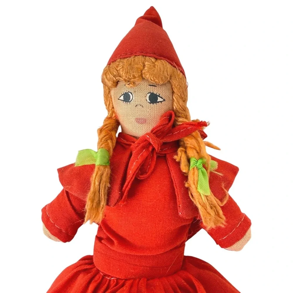 Vintage Little Red Riding Hood Topsy Turvy Doll Cloth Grandma And Wolf 9